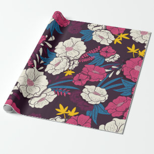 Dschungelblumen mit Schlangen im Vintage-Muster, t Geschenkpapier
