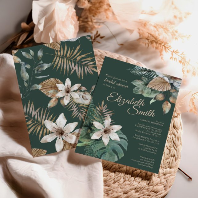 DschungelBrautparty | Tropisches Green Gold Design Einladung (Von Creator hochgeladen)