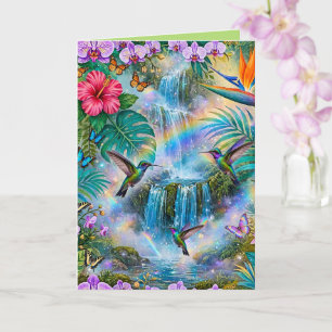 Dschungelfantasie Wasserfälle Kolibris Regenbogen Karte
