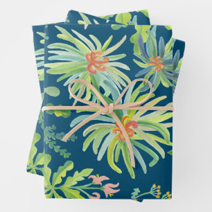 Dschungelgarten Aquarell Botanisch Blumig Geschenkpapier Set