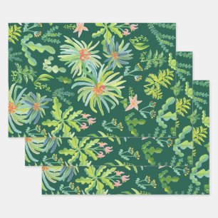 Dschungelgarten Aquarell Botanisch Blumig Geschenkpapier Set