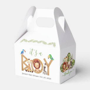 Dschungeljunge Süße Safari-Tiere Holz-Baby-Party Geschenkschachtel