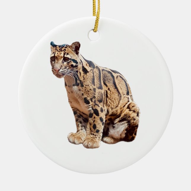 Dschungelkatzentier mit getrübter Leoparde Keramik Ornament (Vorne)