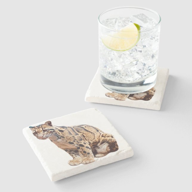 Dschungelkatzentier mit getrübter Leoparde Steinuntersetzer (Seitenansicht)