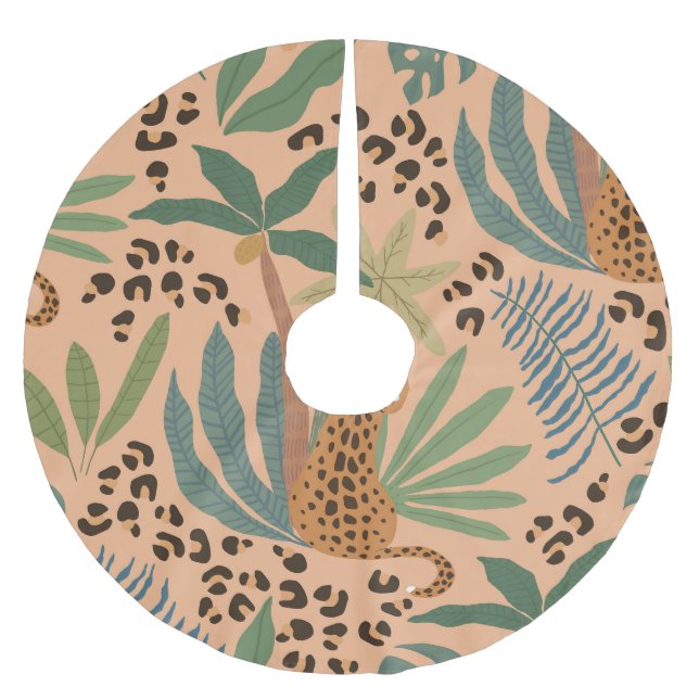 Dschungelleopardprint: Tiernahtloses Muster. Polyester Weihnachtsbaumdecke (Vorderseite)