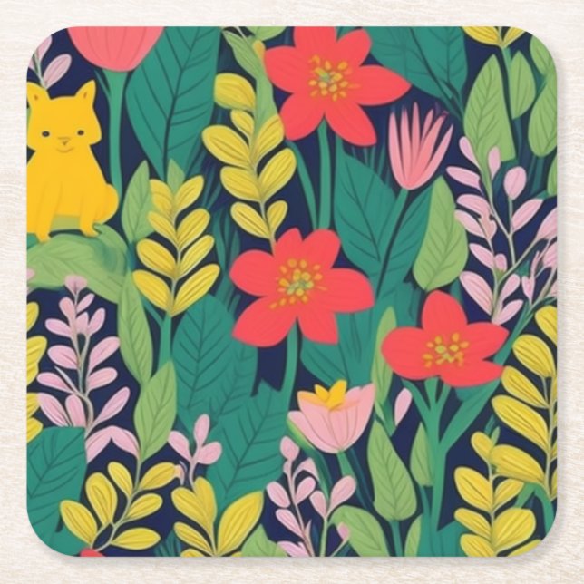 Dschungelmuster Rechteckiger Pappuntersetzer (Vorderseite)