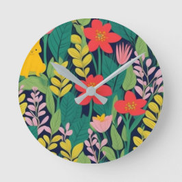 Dschungelmuster Runde Wanduhr