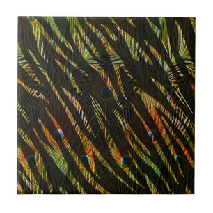 Dschungelmuster Zebrastreifen und Pfauenfedern Fliese