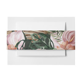 Dschungelpalme Blätter Regenwald Blume rosa grün Einladungsbanderole