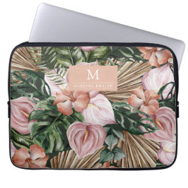 Dschungelpalme Blätter Regenwald Blume rosa grün Laptopschutzhülle