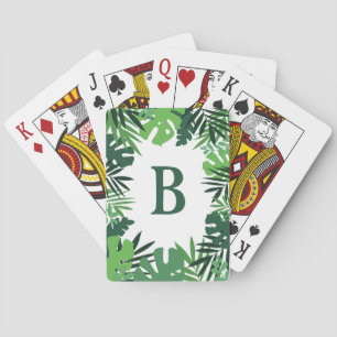 Dschungelpalmenblätter-Monogramm im Sommer Spielkarten