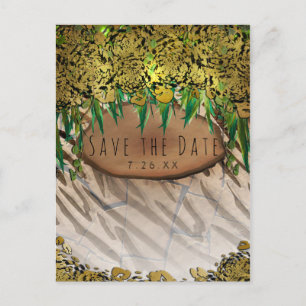 Dschungelparty Gold Glamour Tierprint Save the Dat Ankündigungspostkarte