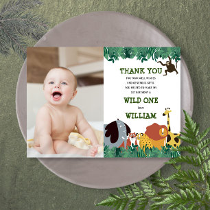 Dschungelsafari 1. Geburtstag Wilde Eins Dankeskarte