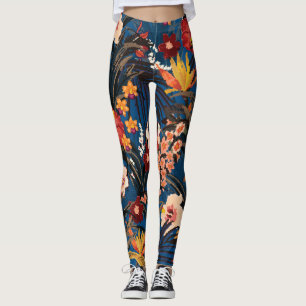 Dschungelschick: Dunkelblau exotisch. Leggings