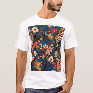 Dschungelschick: Dunkelblau exotisch. T-Shirt
