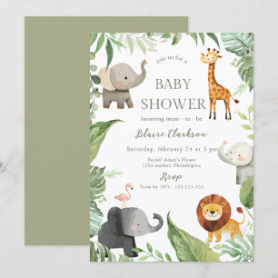Dschungeltiere-Baby-Shower-Einladung Einladung