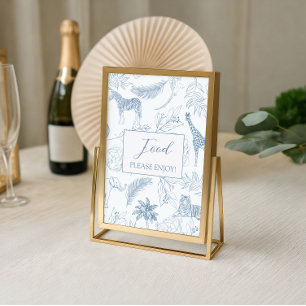 Dschungeltiere Baby Shower Food-Schild Blue Safari Poster