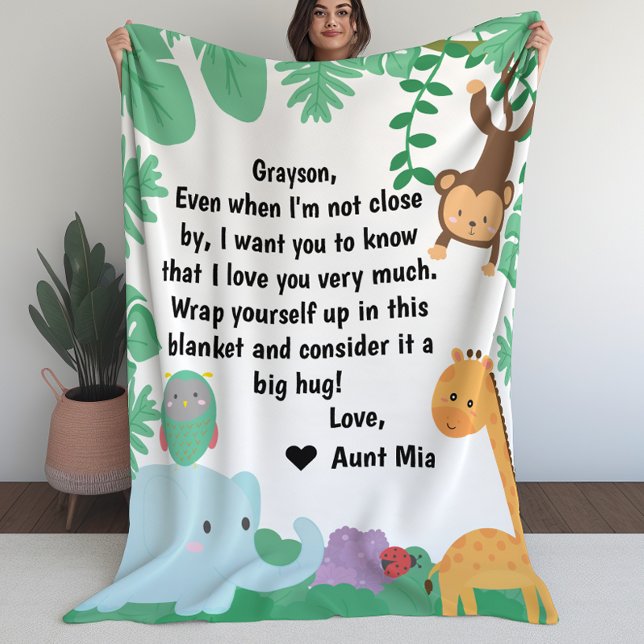 Dschungeltiere — benutzerdefinierte Meldung oder B Fleecedecke (Jungle Animals Custom Message or Letter Fleece Blanket (L))