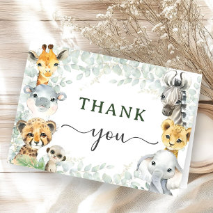 Dschungeltiere Safari Baby Shower gefaltete Dankes Dankeskarte