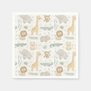 Dschungeltiere Safari Gingham Karo Serviette