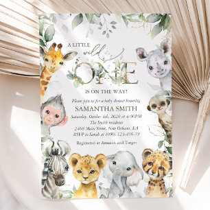 Dschungeltiere, Safari, Wilder, Babyparty Einladung