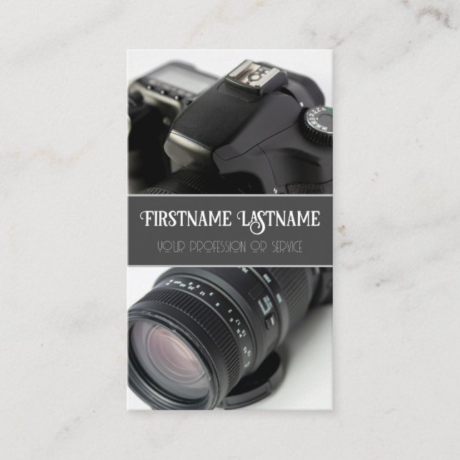 DSLR-Kameraobjektiv für Fotografen Videographen Visitenkarte (Vorderseite)
