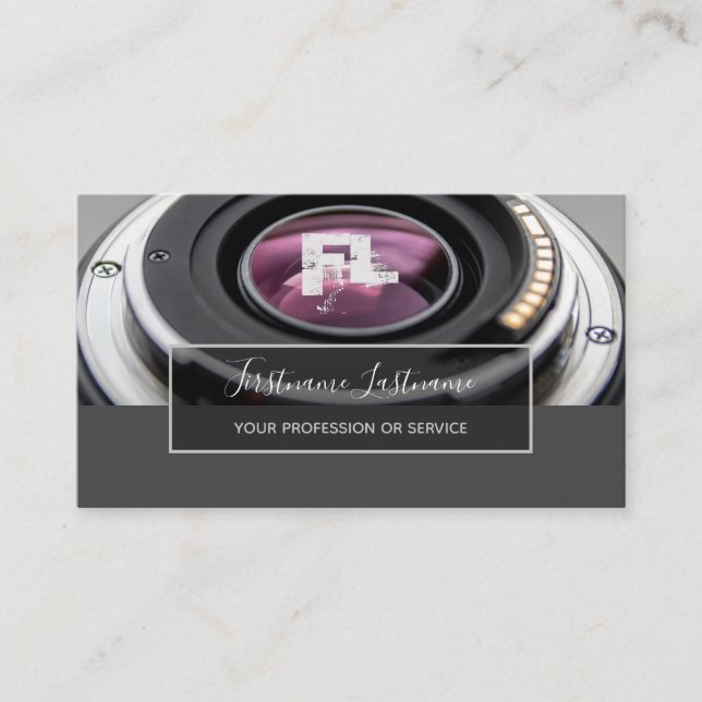 DSLR-Kameraobjektiv für Fotografen Videographen Visitenkarte (Vorderseite)