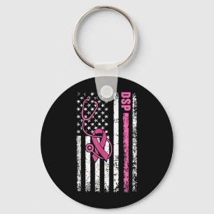 DSP Brustkrebs Stethoskop rosa Ribbon-USA-Flagge Schlüsselanhänger