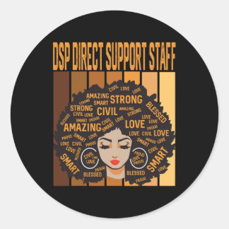 Dsp Direct Support Staff Mächtige Schwarze Geschic Runder Aufkleber