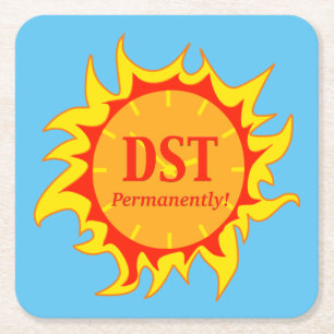DST permanent - Sommerzeit Rechteckiger Pappuntersetzer