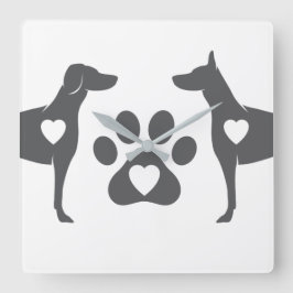 DTDR Doberman Wall Clock White Quadratische Wanduhr