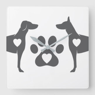 DTDR Doberman Wall Clock White Quadratische Wanduhr