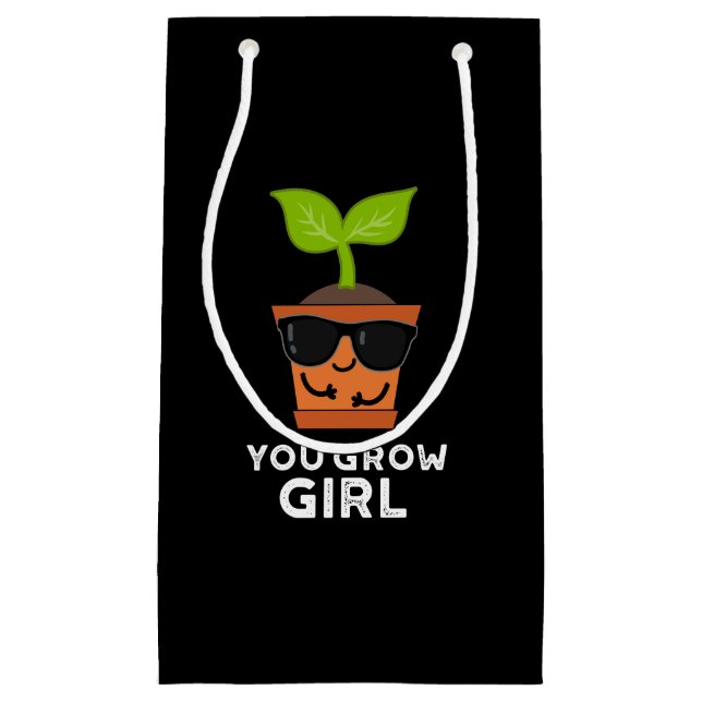 Du baust Girl Funny Pflanze Pun Dark BG Kleine Geschenktüte (Vorderseite)