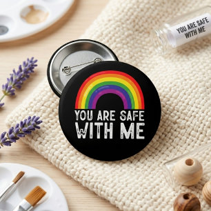 Du bist bei mir sicher Regenbogen-Unterstützungszi Button