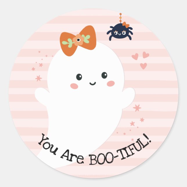 Du bist Bootiful Kawaii Ghost Halloween Runder Aufkleber (Vorderseite)