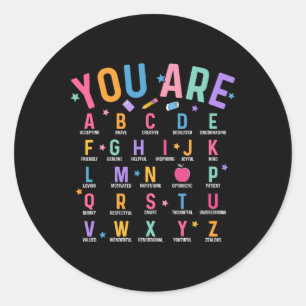 Du bist Buchstaben Alphabet Lerne Abcs Inspiration Runder Aufkleber