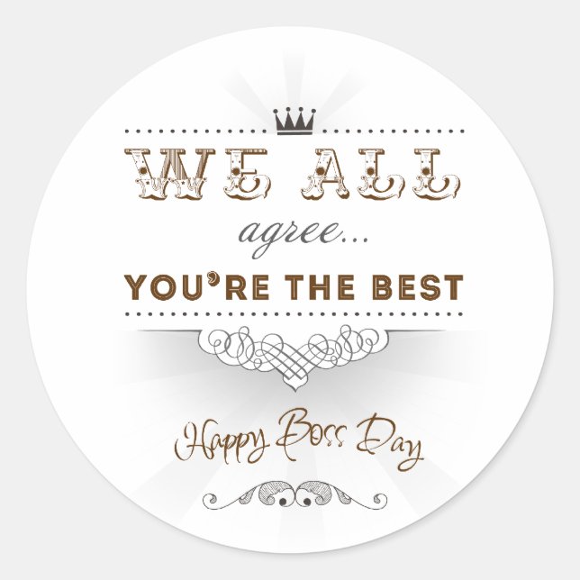 Du bist der beste, Happy Boss's Day Runder Aufkleber (Vorderseite)