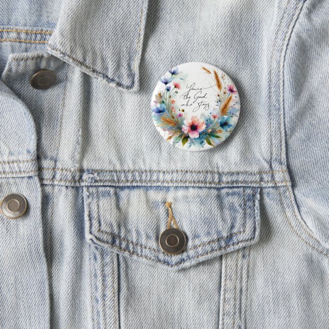 Du bist der Gott, der Bleibe, Aquarellblume Button (Beispiel)