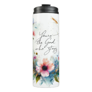 Du bist der Gott, der Bleibe, Aquarellblume Thermosbecher