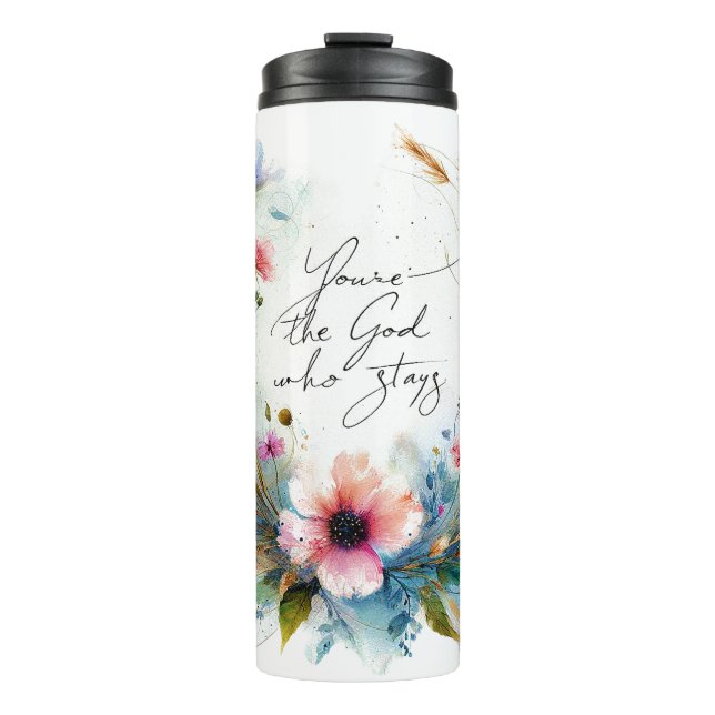 Du bist der Gott, der Bleibe, Aquarellblume Thermosbecher (Vorderseite)