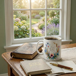 Du bist der Gott, der bleibt, Aquarell-Blumen Kaffeetasse