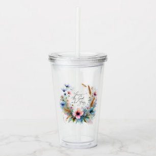 Du bist der Gott, der bleibt, Aquarell floral Acryltrinkbecher