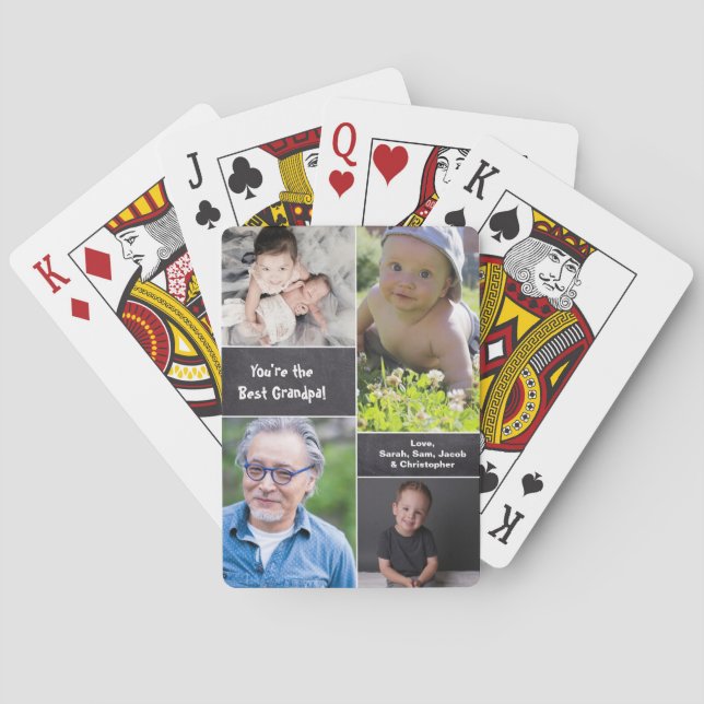 Du bist die besten Großvater-Enkel mehrerer Fotos Spielkarten (Rückseite)
