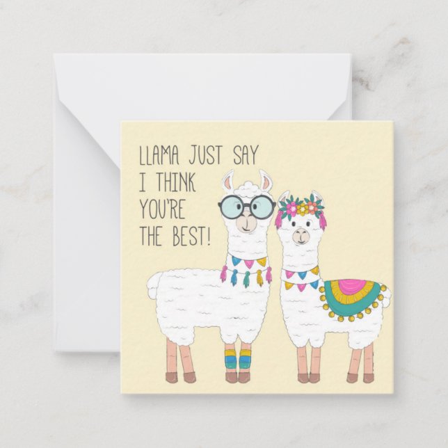 Du bist die besten Llamas Mitteilungskarte (Vorderseite)