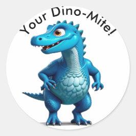 Du bist Dino-Mite! Bearbeiten von Namenstext Runder Aufkleber