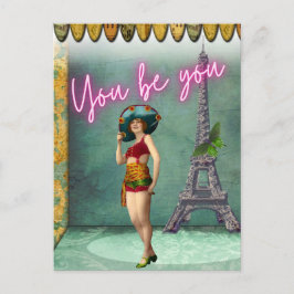 Du bist du, die Vintage Kunst des weiblichen Pops Postkarte
