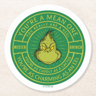 Du bist ein Böser, Herr Grinch-Abzeichen Runder Pappuntersetzer