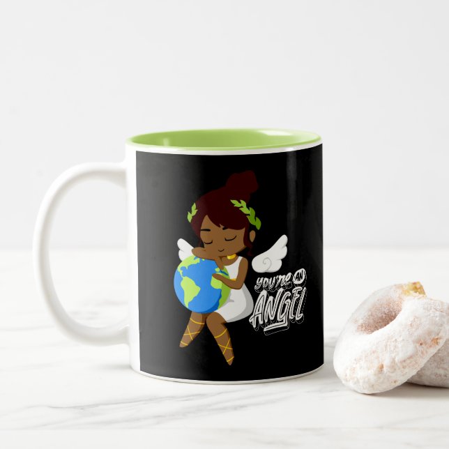 Du bist ein Engel Zweifarbige Tasse (Mit Donut)
