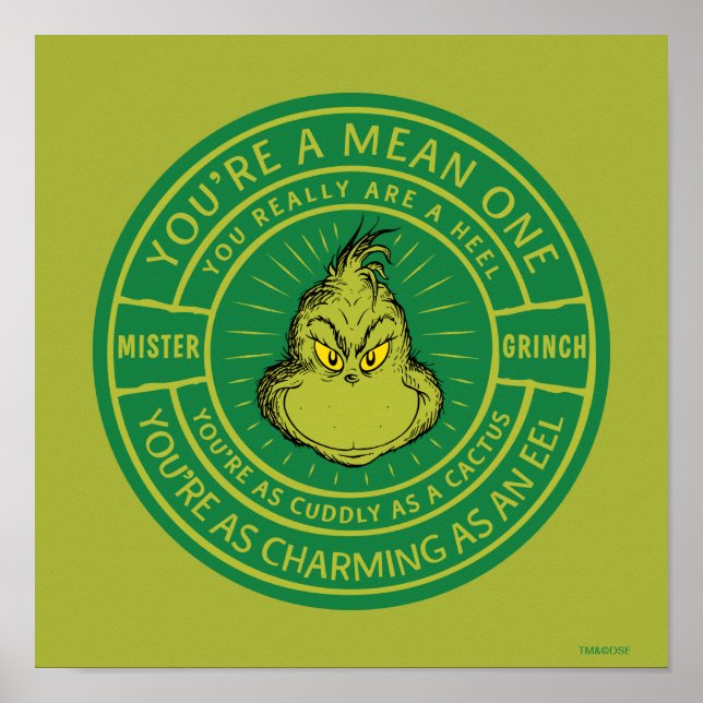 Du bist ein Gemeines One Mister Grinch Abzeichen Poster (Vorne)