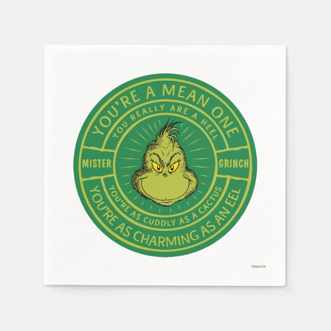 Du bist ein Gemeines One Mister Grinch Abzeichen Serviette (Vorderseite)